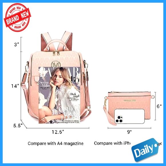 Faux Leather Anti-Theft Backpack with 9 Pockets, Convertible Shoulder Bag main image 6